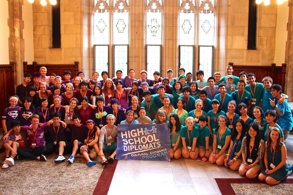 The 2013 High School Diplomats pose in Princetons Rockefeller/Mathey college.