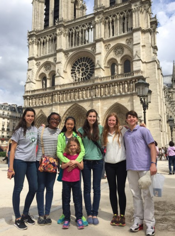 Students in front of the Notre-Dame Cathedral in Paris