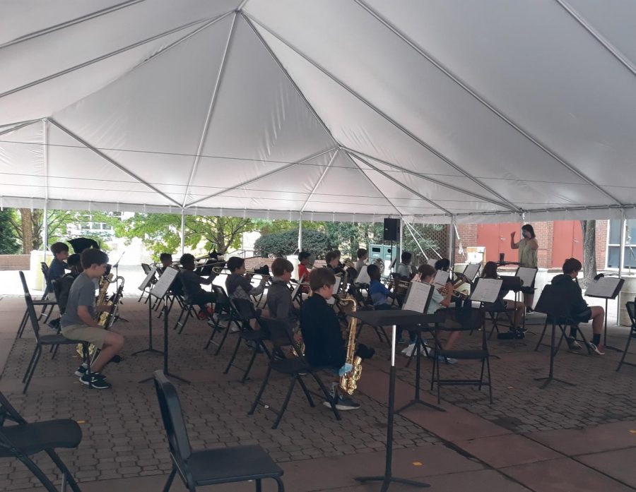 Band Class Under Outdoor Tent