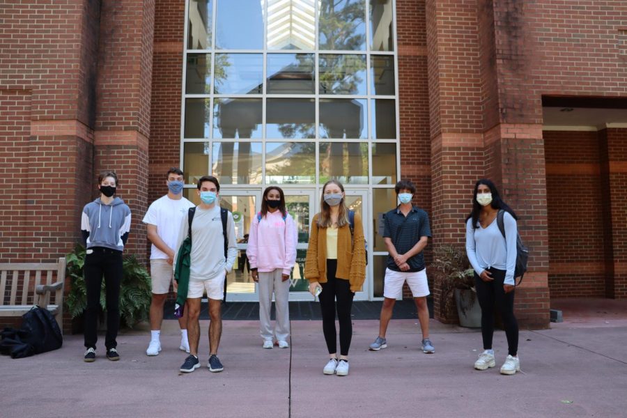 Members of the discipline council pose for a photo outside Broyles.