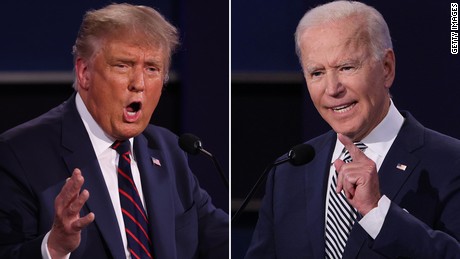 President Trump and President-elect Biden engage in the debate.