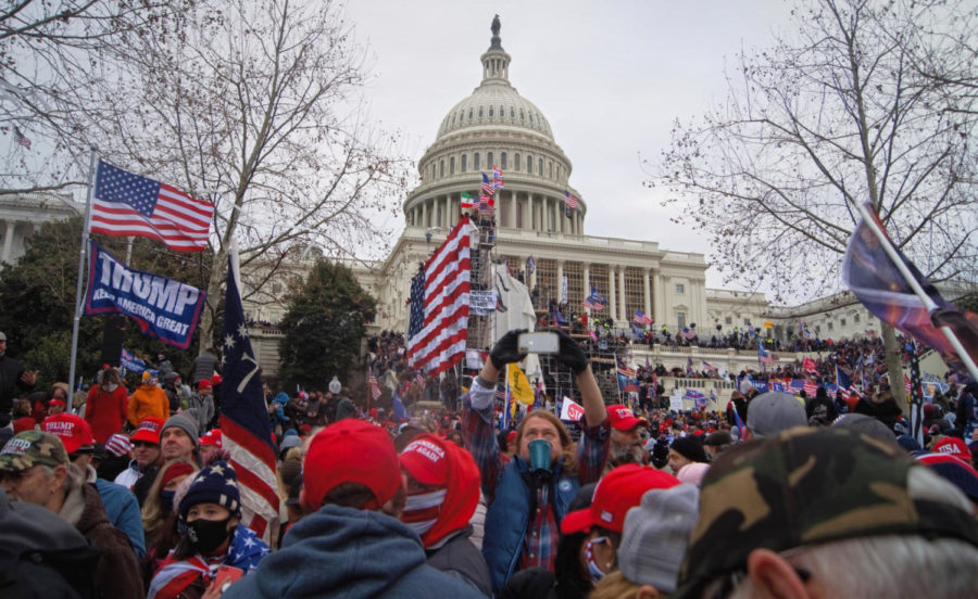 Outside during the US Capitol during the January 6, 2021 attack on the building 
Photo by Tyler Merbler 