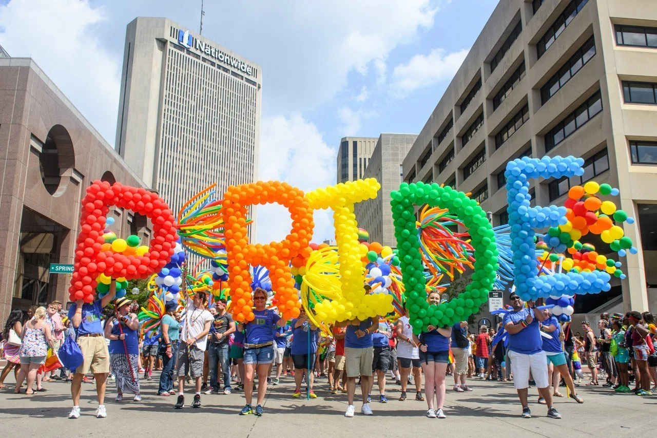 The+Pride+March+in+Colombus%2C+Ohio+with+the+word+PRIDE+spelled+out+in+large.+Courtesy+of+Colombus+Underground.+