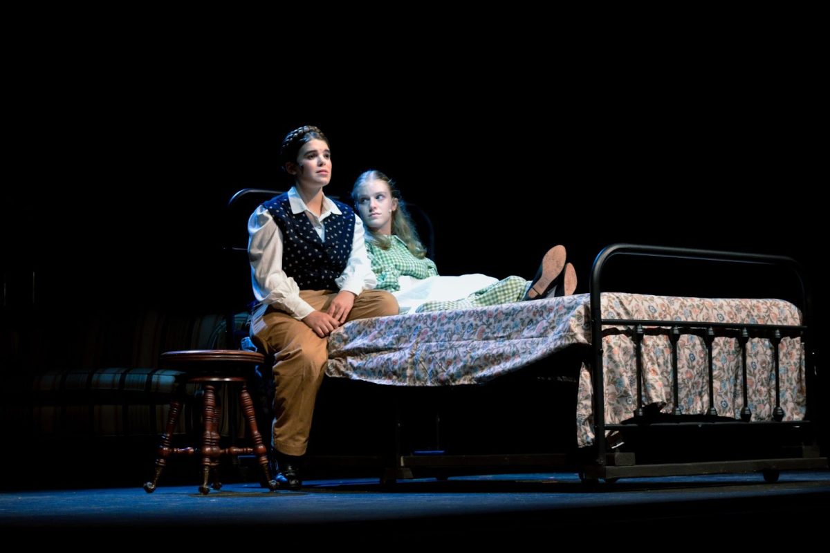 In the most recent Westminster play, Little Women, Celeste Roselli, playing Jo March (right) comforts Holly Johnson, playing Beth March (right).